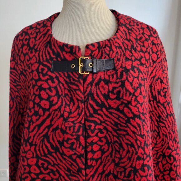 FOCUS 2000 Red/Black Women’s Fall Animal Print Poncho (Size: S/M) - Picture 1 of 16